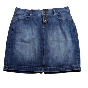 LEI Ashley Ultra Low Rise Embellished Pocket‎ Denim Mini Skirt – Size 9